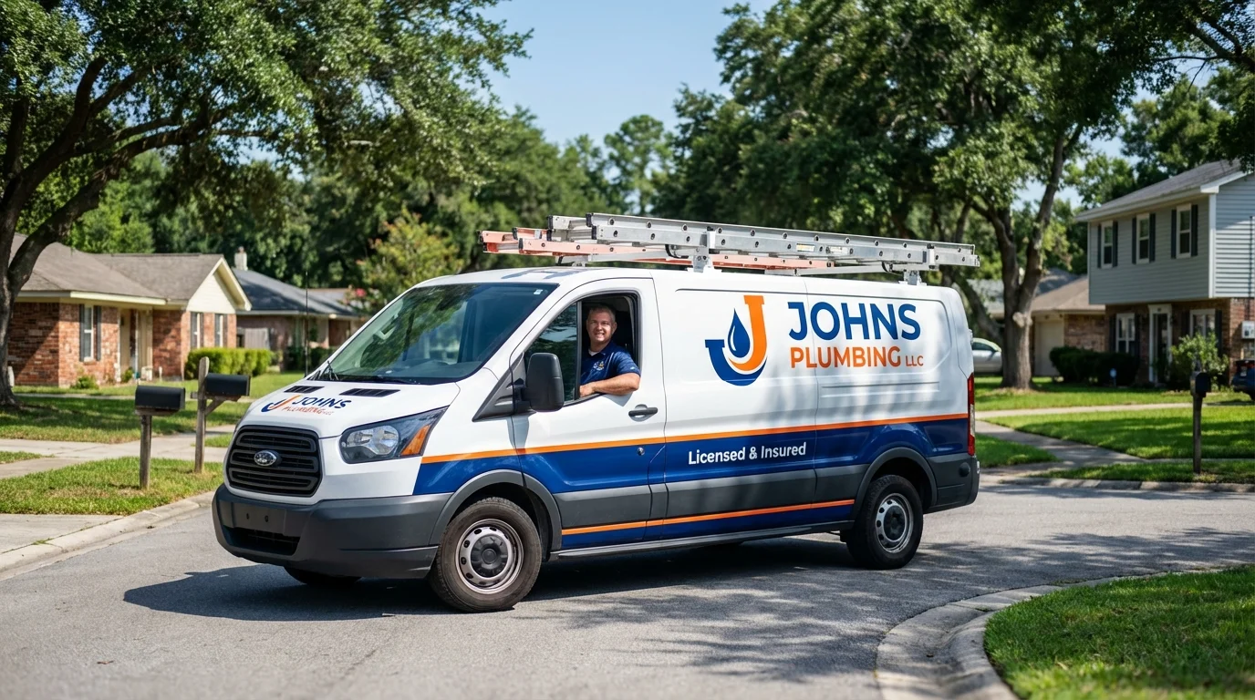 Johns Plumbing LLC service van in Cortez, FL