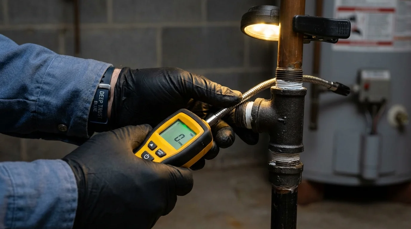 Gas leak detection with electronic sniffer by Johns Plumbing LLC in Cortez