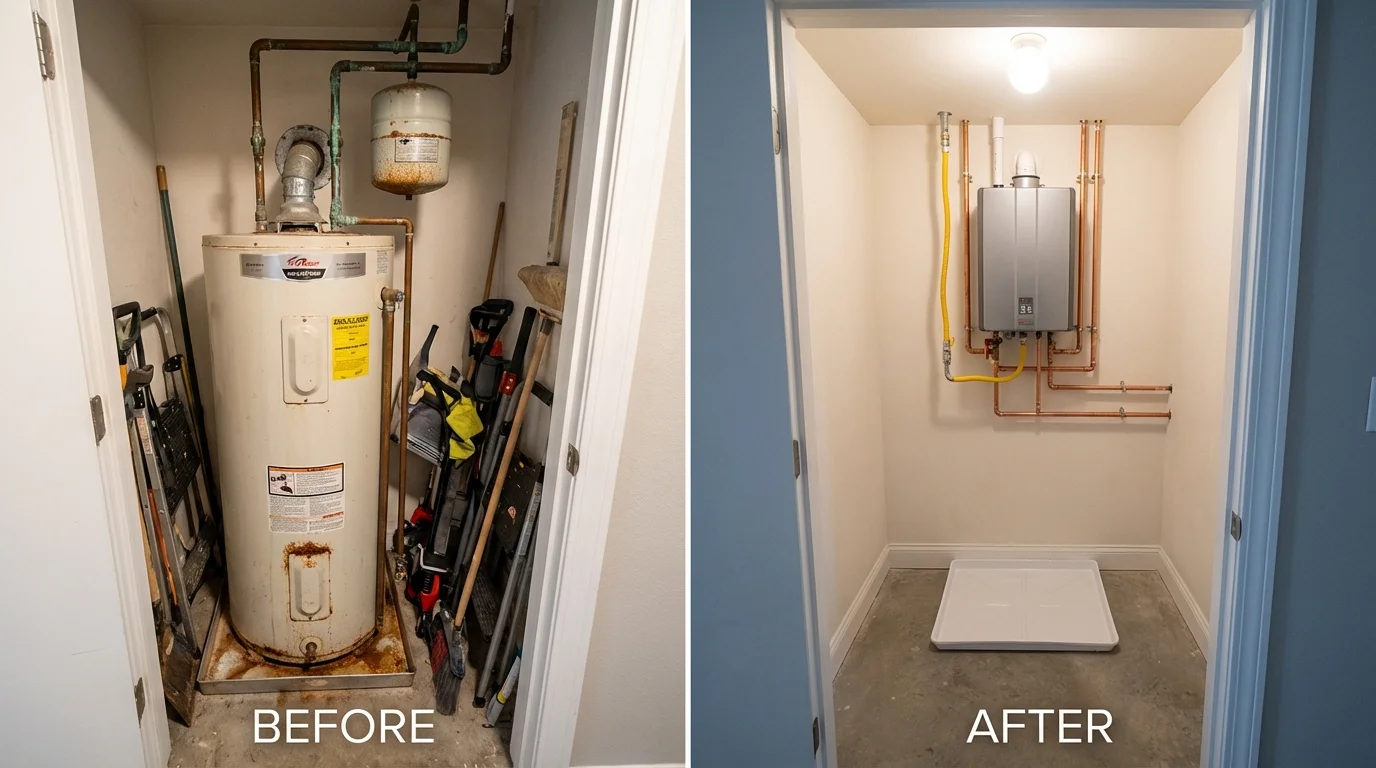 Tank water heater versus wall-mounted tankless unit comparison for Cortez, FL homeowners