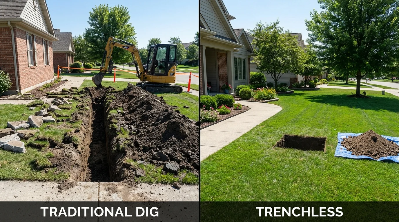 Trenchless sewer repair with minimal yard damage versus traditional excavation in Cortez, FL